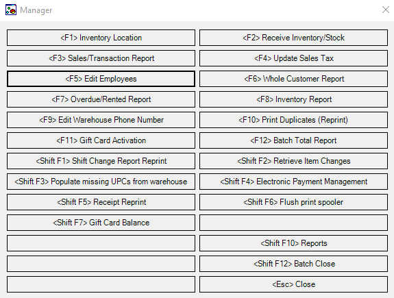 Sub-menu of xPOSe POS Software